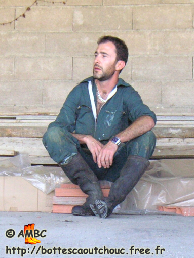 Marco in his farm, 2009; Gummistiefel, bottes caoutchouc, rubber boots.