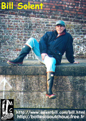 Bill Solent at the bridge, in wellies. Gummistiefel, bottes caoutchouc.