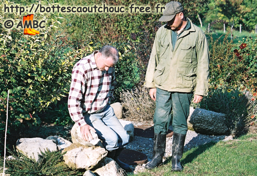 Gardening in rubber boots.