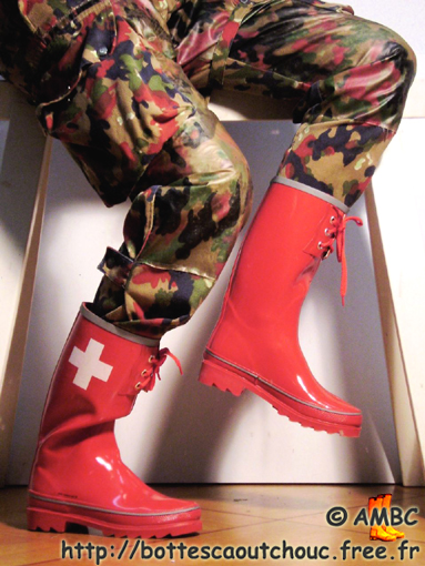 Michael wearing "Swiss" wellies; Gummistiefel, bottes caoutchouc, 2008.