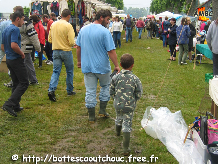 Father & son wearing PVC boots, Summer 2005