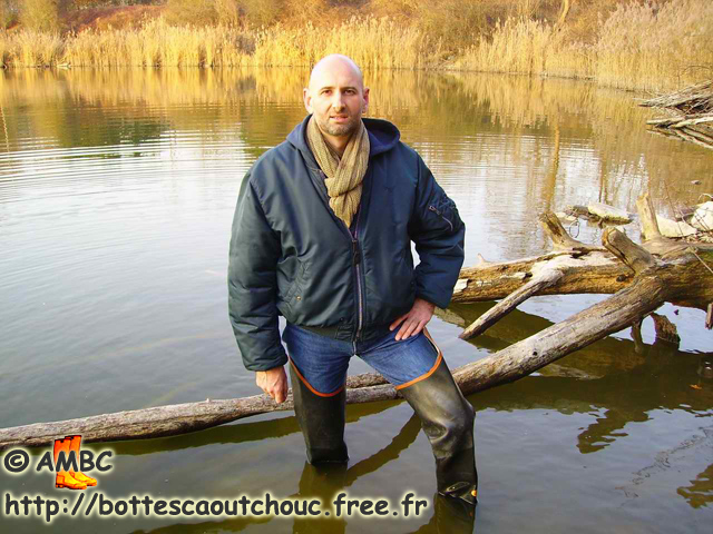 Wearing waders in Corra marsh.