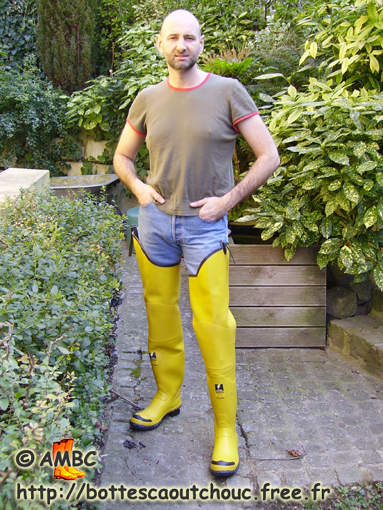 Wearing Dielectric yellow waders.