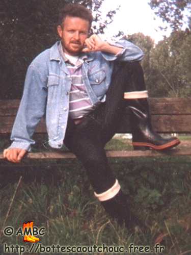 Wearing Cebo turned down rubber boots. 