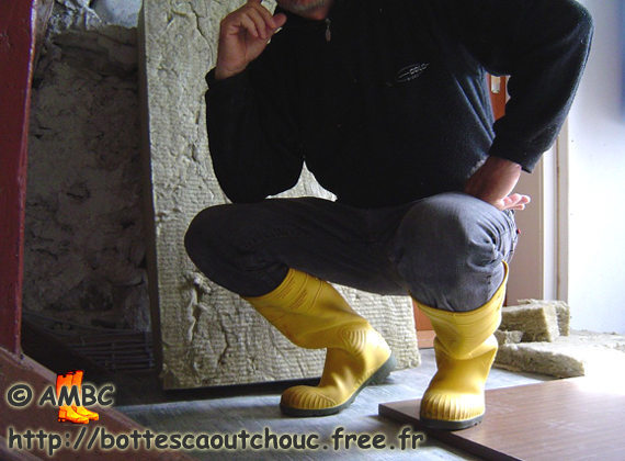 Wearing yellow working PVC boots, 2007.