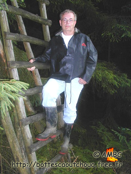 Franz wearing Phoenix rubber boots.