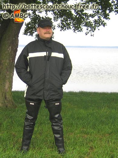 Wearing waders in the country;  Germany, 2011.
