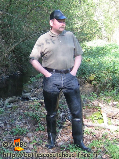 Wearing waders in the country in summertime;  Germany, 2012.