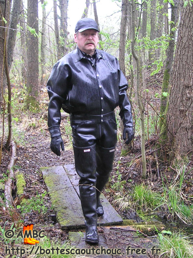 Hermann wearing waders and rubber in the country;  2012.