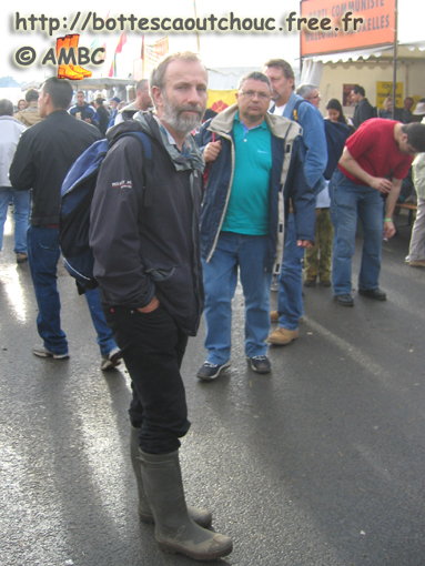 Pascal in Nokia waders & another rubberbooted guy. Gummistiefel, botas de goma, bottes en caoutchouc, 2005.