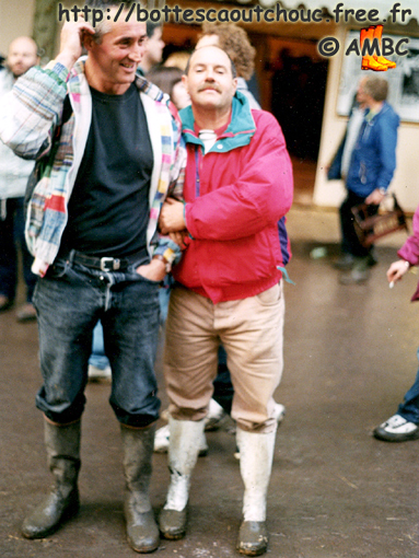 Two mates wearing muddy wellies, La Courneuve, 1998.