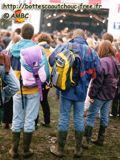 Booted guys in front of the main stage, 1998.