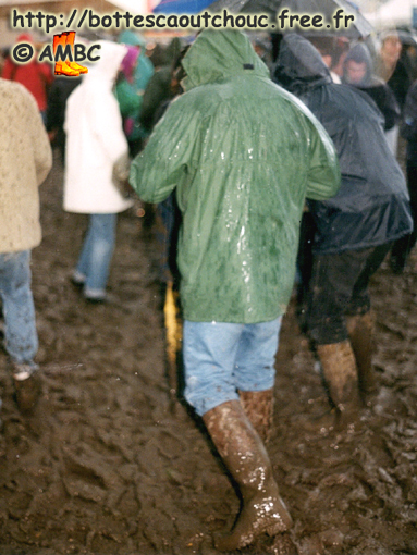 Wearing rubber boots in the mud, Paris, 1998.