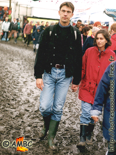 Young couple wearing gumboots at the festival, La courneuve, 1998.