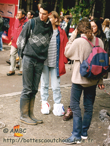 Young guys wearing gumboots at the Festival, 1998.