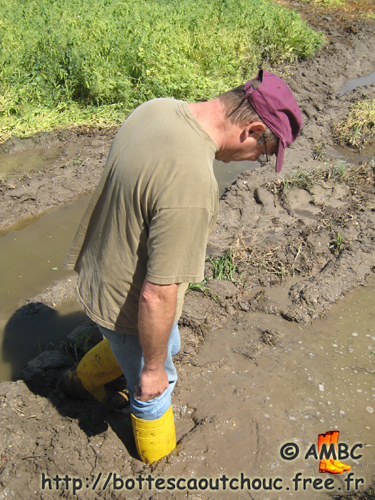 Wearing yellow boots into the mud, 2007.