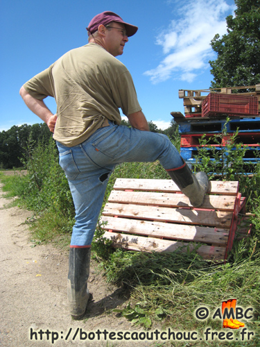 Wearing Argyll muddy boots, 2007.