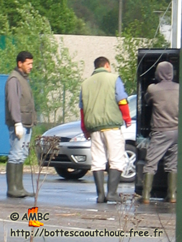 Wearing PVC boots in Germany.
