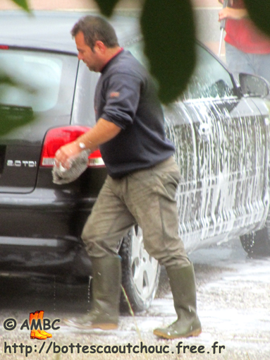 Carwash in Belgium, July 2011. Gummistiefel, bottes caoutchouc, gumboots.