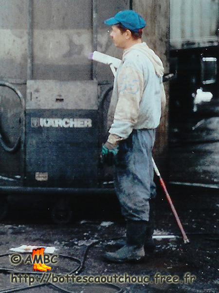 In Budapest, Hungary, 1998.Gummistiefel, bottes caoutchouc, rubber boots.