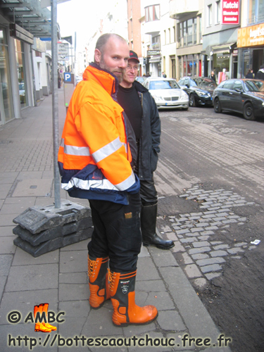 Wearing Forester rubber boots, Feb. 2007.