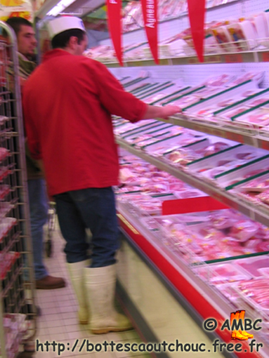 French butcher; rubber boots, Gummistiefel.