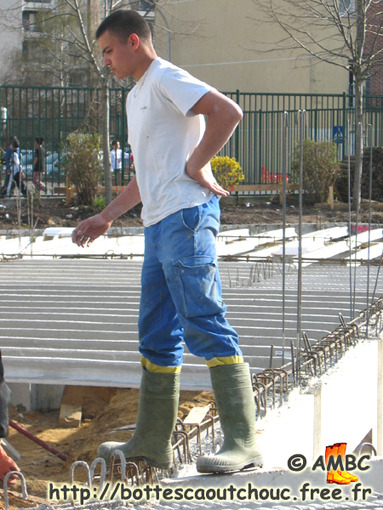 Young worker weraing working boots, Dammarie Les Lys, 2007.