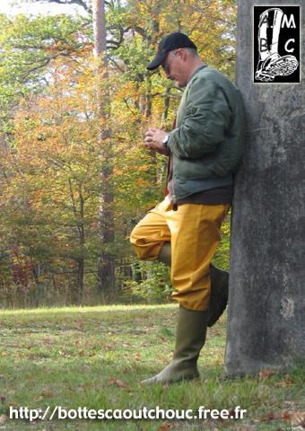Wearing PVC in Fontainebleau Forest.