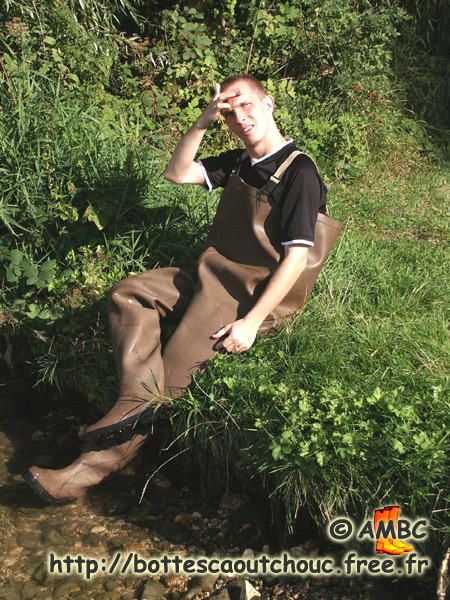 Wearing Le Chameau chest waders.