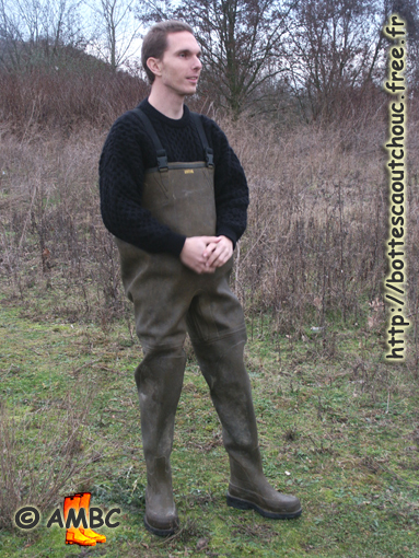 Wearing Le Chameau waders in the forest.
