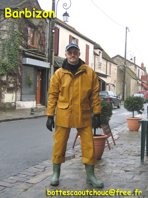 Pascal in Barbizon, January 2006. PVC raingear, rubber boots.