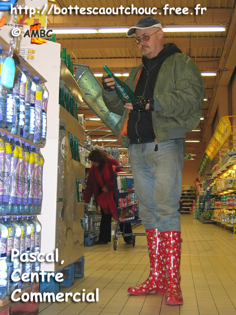 Wearing colored pattern wellies, 2005.