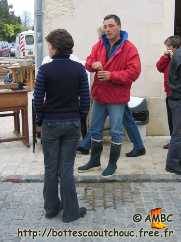 Drinking a coffee, wearing Le Chameau Marine wellies, October 2005.