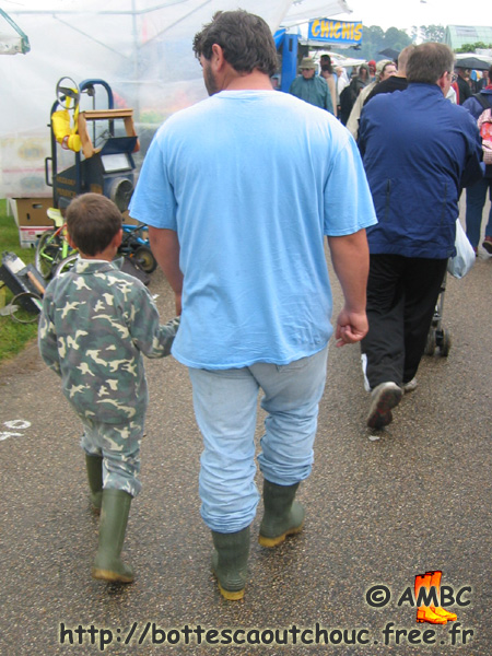 Father & son in rubber boots, Summer 2005.
