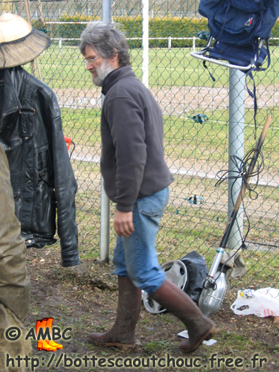 Wearing old Aigle rubber boots, 2006.