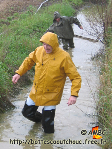 Wearing waders in the river, May 2006.