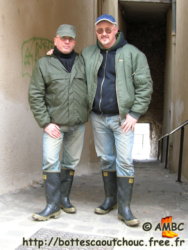 Paul & Pascal wearing Silverking rubber boots, March 2006.
