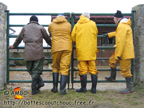 4 gumbootmen at the farm, 2006.