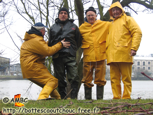 In PVC raingear at the Seine river, 2006.