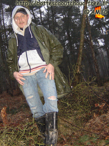 Wearing unlined Baudou gumboots under the rain, March 2011.