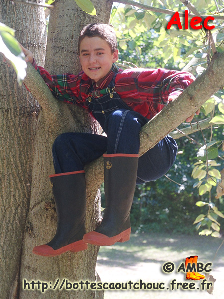 For the fun Alec has climbed up the tree.