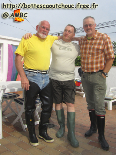 Jim, Roger & Pascal at the terrace of the House of the Rubber Boot, France, 20 May 2011.