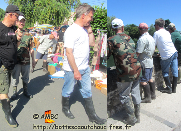 AMBC mates in wellies at flea-markets; France,  July 2011.