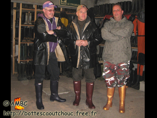 Kurt, Roger & Pascal  wearing Hunter boots at the House of the Rubber Boot, France, April 2010.