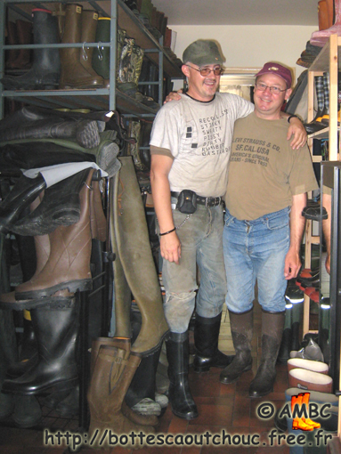 2 rubberbooted friends among gumboots, 2007. Gummistiefel, rubber boots.