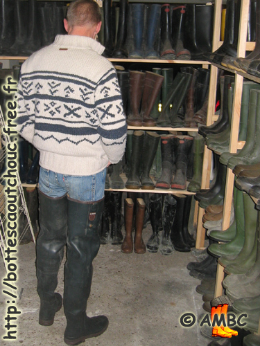 Vincent discovering the collection of boots, March 2007.