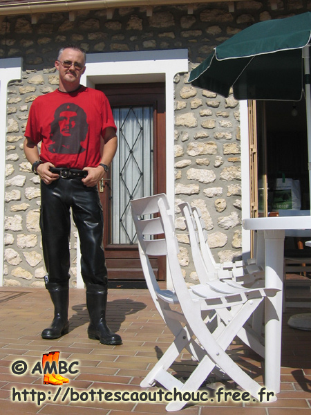 Pascal in rubber on the terrace, Summer 2005.