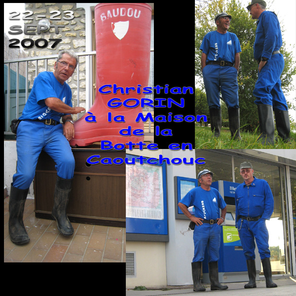 Wearing Baudou boots and blue working clothes, Sept. 2007.