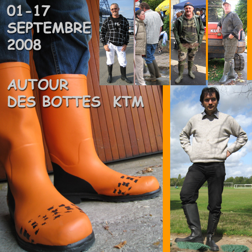 Different rubber boots, among them, KTM wellies, Sept. 2008.
