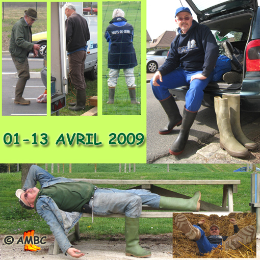 Rubberbooted guys in Parisian area, April 2009.